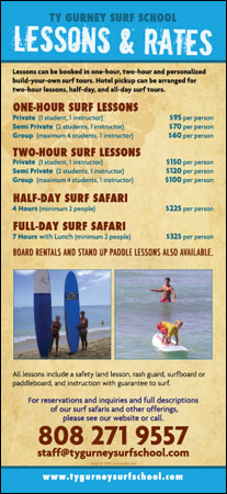 Ty Gurney Surf School Rack Card